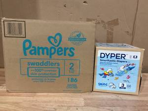 lot 464 image: LOT OF 2 Boxes of Diapers Size 2 and 3