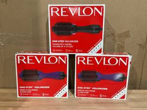 lot 477 image: LOT OF 3 Revlon One-Step Volumizer Hair Dryer and Hot Air Brush