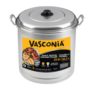 lot 446 image: Vasconia Aluminum 32 Quart Steamer Pot with Steamer Tray and Lid