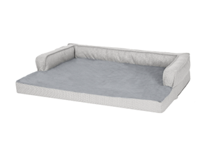 lot 466 image: FurHaven Pet Products Large Plush & Decorator Check Orthopedic Comfy Couch Dog Bed