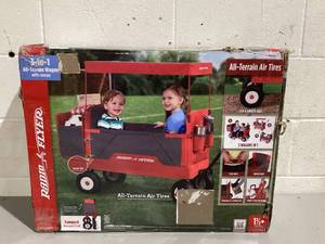 lot 65 image: Radio Flyer, 3-in-1 All-Terrain EZ Fold Wagon with Canopy