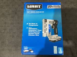 lot 693 image: HART 20-Volt 38 Inch Crown Staple Gun Kit