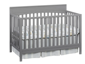 lot 76 image: Oxford Baby Harper 4-in-1 Convertible Crib, Dove Gray, GREENGUARD Gold Certified, Wooden Crib