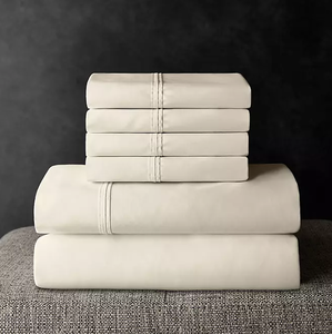 lot 82 image: 6PCS King Size Members Mark 700 Thread Count Solid Egyptian Cotton Hotel Premier Collection Sheet Set