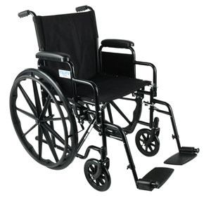 lot 88 image: Equate Lightweight Foldable Steel Wheelchair with 18 Seat and Swing-Away Footrests, 350 lb Capacity