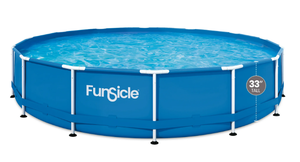 lot 93 image: Funsicle 14ft Activity Above Ground Metal Frame Swimming Pool, Includes SkimmerPlus Pump, Round, Age 6 & up