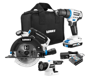 lot 179 image: 3PCS HART 20V 3-Tool Combo Kit, Drill, 6-12 Circular Saw, and LED Light