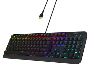 lot 180 image: Onn. Gaming Mechanical Keyboard with Blue Switches, Adjustable 16.8M LED Lighting, 104 Keys