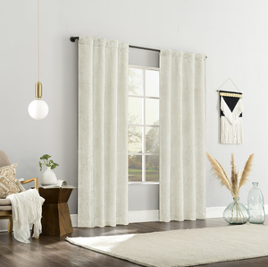 lot 268 image: LOT OF 4 Sun Zero Pedra Paisley Embroidery 100% Blackout Back Tab Curtain Panel, 40x96