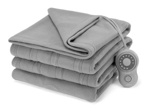 lot 274 image: Full Size Sunbeam Blanket Grey Fleece, 12 Heat Settings, 12-Hour Auto Shut-Off, Electric Heated Blanket with Controller, 84 x 72