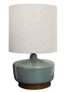 lot 280 image: Better Homes & Gardens 17 Tall Modern Mid-Century Ceramic Table Lamp with Wood Base