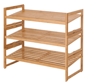 lot 281 image: Better Homes & Gardens Bamboo 3 Tier Shoe Rack for 9 Pairs Shoe