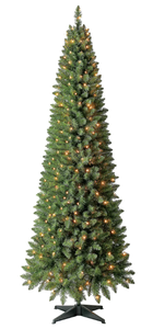 lot 556 image: 7 Pre-Lit Brinkley Pine Artificial Christmas Tree, Clear LED Lights, by Holiday Time