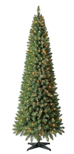 lot 557 image: 7 Pre-Lit Brinkley Pine Artificial Christmas Tree, Clear LED Lights, by Holiday Time