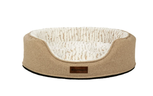 lot 718 image: Furhaven Pet Products Medium Foam Oval Lounger Dog & Cat Bed With Reversible Pillow, Nutmeg