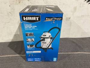 lot 346 image: HART 6 Gallon 5 Peak HP Stainless Steel WetDry Vacuum