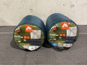 lot 348 image: LOT OF 2 Ozark Trail 35-Degree Cool Weather Rectangular Sleeping Bag, Blue