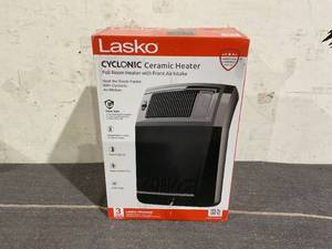 lot 349 image: Lasko 1500W Cyclonic Ceramic Console Electric Space Heater with Timer, CC24925, Black