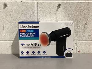 lot 602 image: Brookstone Cordless Hot and Cold Percussion Deep Tissue Massager Gun, 6 Intensity Levels