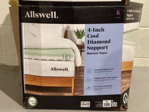 lot 717 image: Allswell 4 Memory Foam Mattress Topper Infused with Cooling Diamond Gel, King
