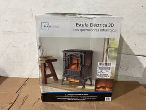 lot 310 image: Mainstays 2-Setting 3D Electric Stove Heater with Life-like Flame, Black