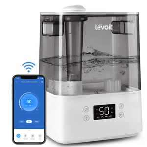 lot 660 image: Levoit Cool Mist Humidifier for Room, Smart Top Fill with Nightlight, 6L,Gray