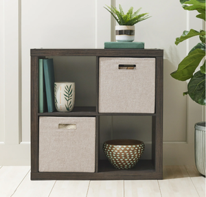 lot 662 image: Better Homes & Gardens 4-Cube Storage Organizer, Tobacco Oak