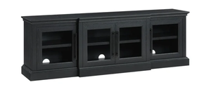 lot 607 image: Whalen Rowan Low Profile TV Stand for TVs up to 85, Black Oak Finish
