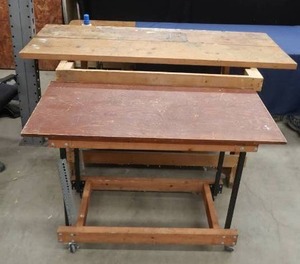 lot 85 image: BIG WOODEN TABLE AND ROLLING TABLE