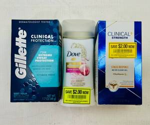 lot 62 image: Gillette Clinical Professional, Dove & Sercret Clinical Anti-PerspirantDeodorant