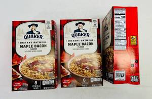 lot 197 image: 3x 8 1.25oz Packets Quaker Instant Oatmeal-Maple Bacon
