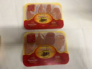 lot 246 image: H. 3x 1.35lb pkgs Gourmet Fillet Boneless Skinless Chicken Breast-Gerber Amish Farms