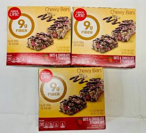 lot 330 image: 3x 5-1.4oz Bars Fiber One Chewy Bars-Oat & Strawberry Chocolate