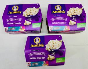 lot 373 image: 3x 4-1.87oz Annies Organic Pasta & White Cheddar