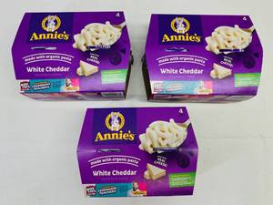 lot 377 image: 3x 4-1.87oz Annies Organic Pasta & White Cheddar