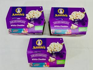 lot 379 image: 3x 4-1.87oz Annies Organic Pasta & White Cheddar