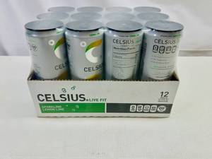 lot 357 image: SSS. 12x 12oz Celsius Green Tea Peach
