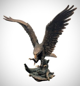 Amazing 24" Electroplated Bronze Bald Eagle with Open Wings Statue - Has a Reserve Price