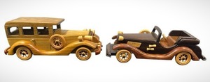 lot 59 image: Two Retro Wood Car Models