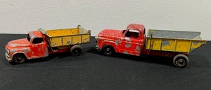 lot 105 image: Two 1950s Vintage Hubley Toy Dump Trucks (Model 470-58) & Hubley 458 Kiddie Toy Dump Truck