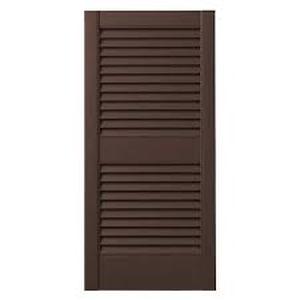 lot 9 image: Lot of Ply Gem 15 in. x 43 in. Open Louvered Polypropylene Shutters Pair in Brown  Customer Returns See Pictures