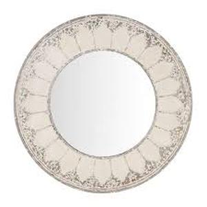 lot 24 image: Home Decorators Collection Medium Round Ivory Antiqued Classic Accent Mirror Customer Returns See Pictures