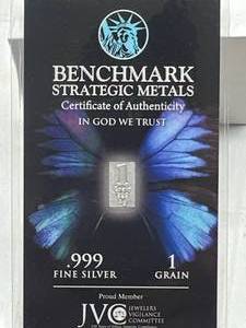 lot 32 image: 1 Grain .999 Silver Bar