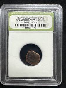 lot 50 image: Genuine Pirate Era Spanish Nummis Coin c. 1400-1600 AD