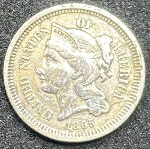 lot 58 image: 1865 Three Cent Nickel