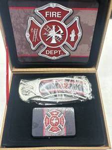 lot 63 image: Fire Dept. Knife & Lighter Set