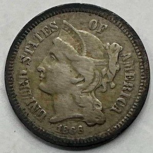 lot 13 image: 1866 Three Cent Nickel