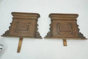 lot 27 image: pair of antique dresser embellishments