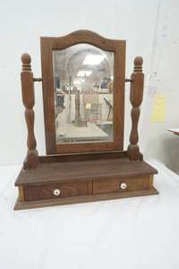 lot 29 image: handcrafted antique dresser top vanity mirror