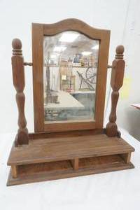 lot 30 image: handcrafted antique dresser top vanity mirror-no drawers